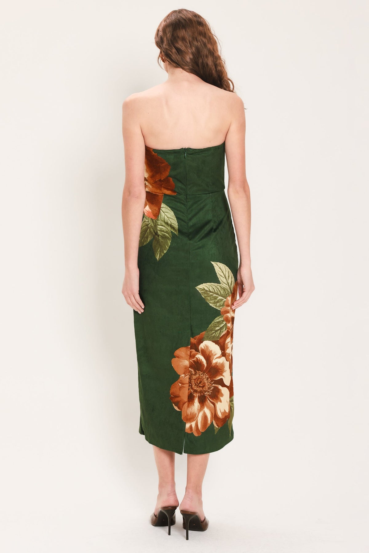 Evergreen Enchantment Hunter Green Tube Midi Dress - full length view