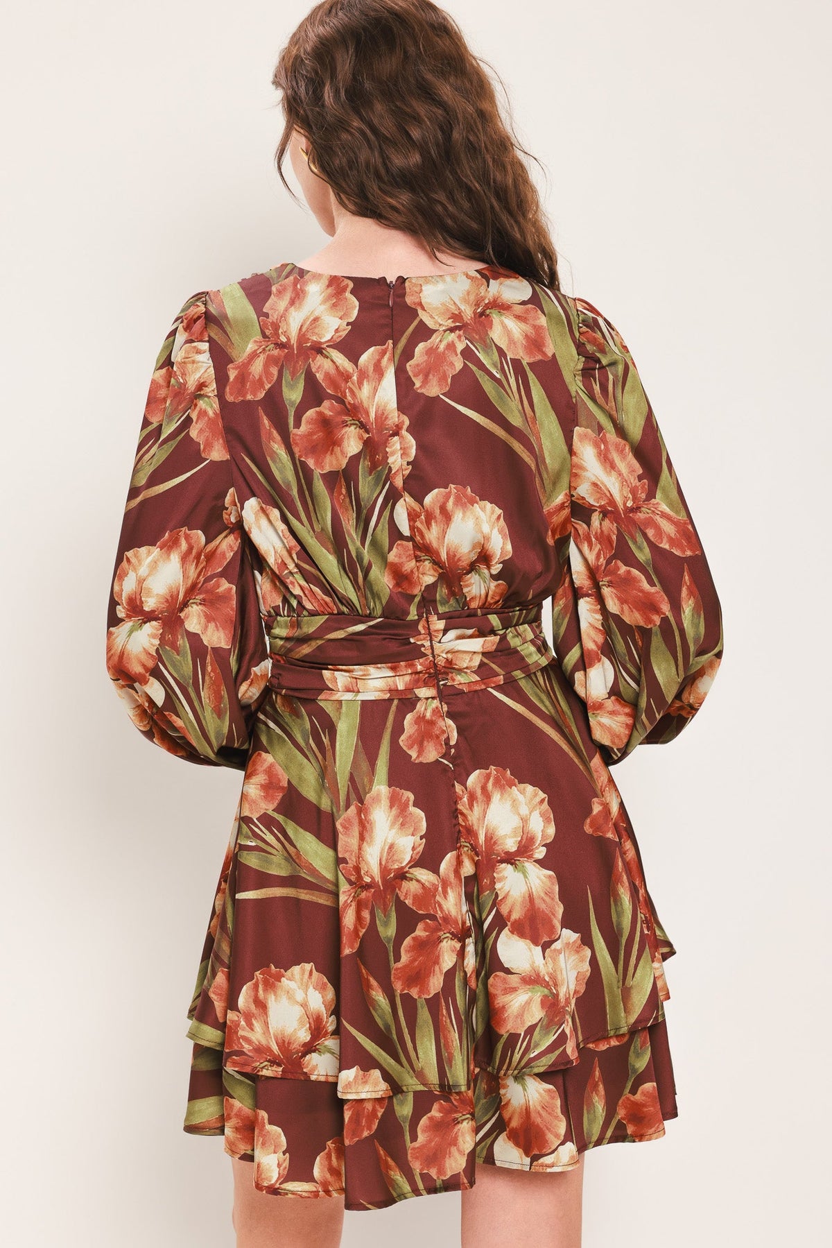Burgundy Crush tiered mini dress, view 6