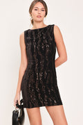 Dark brown sequin velvet mini dress - view 1