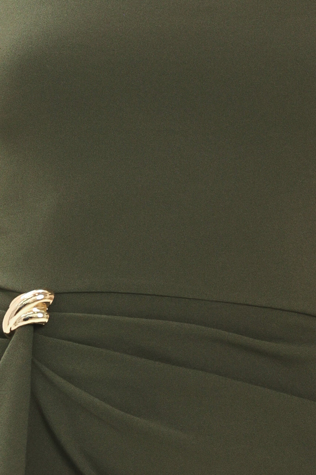 Dark olive funnel-neck ruffle mini dress - view 7