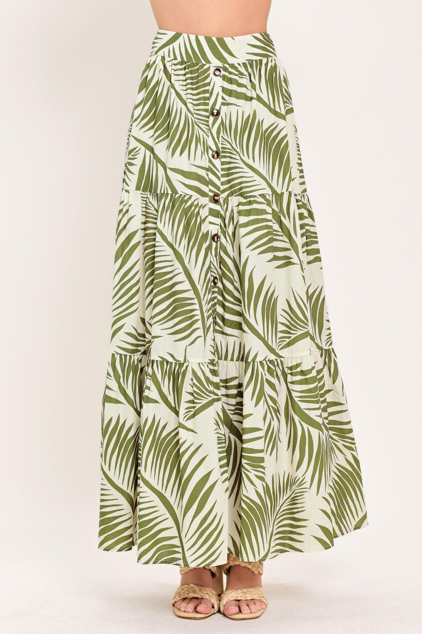Coastal Canopy Woven Maxi Skirt in Olive