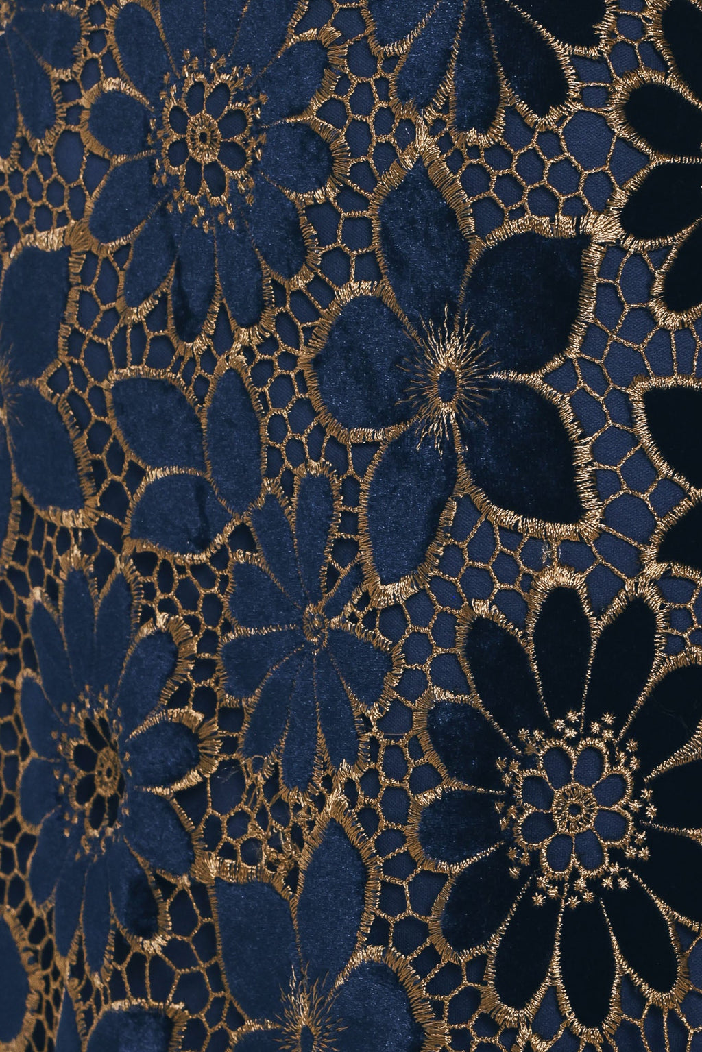 Velvet Gold Lace Mini Skirt in navy, alternate view