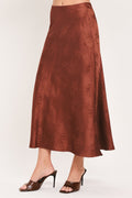 Jacquard satin high-waisted midi skirt - view 3