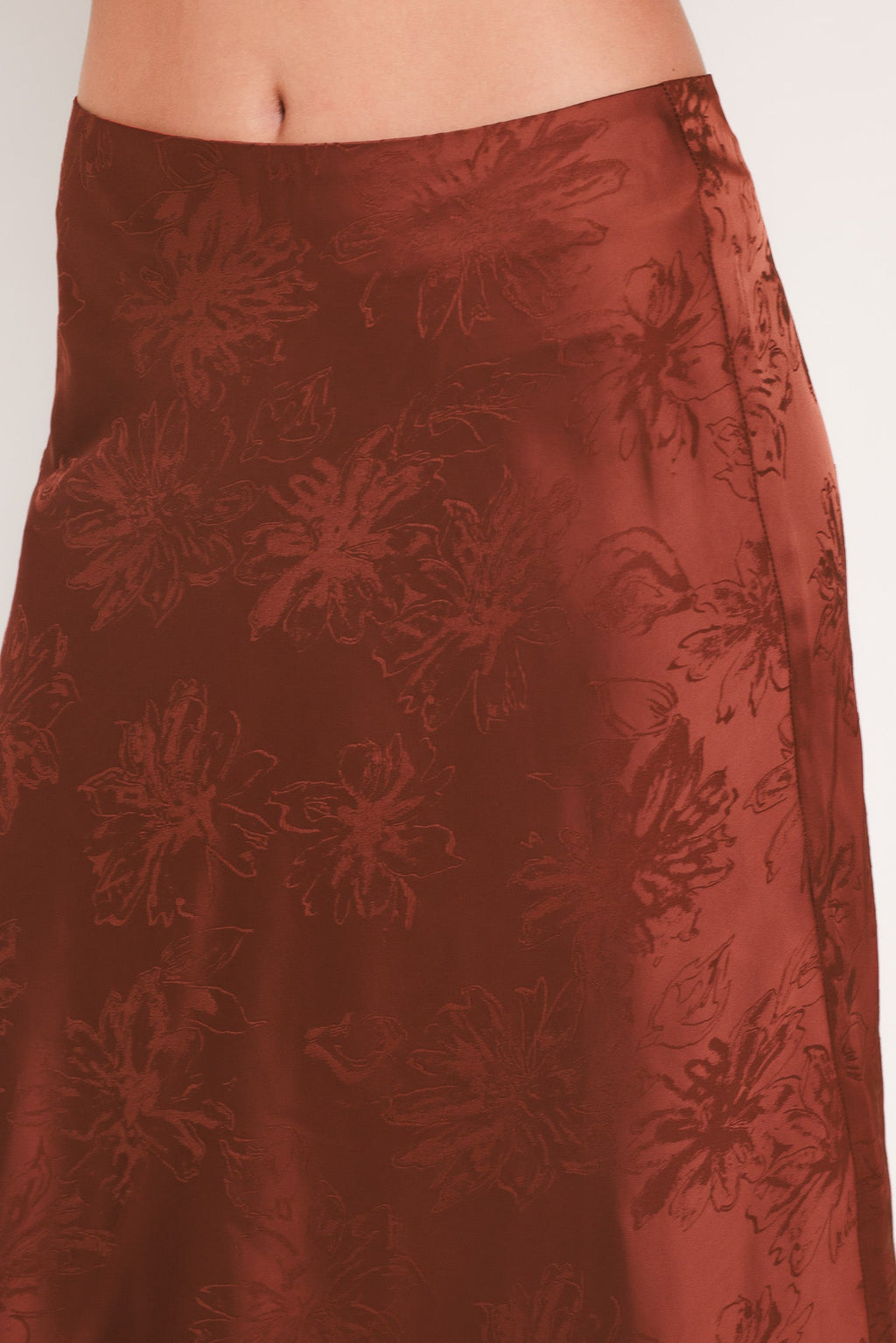 Jacquard satin high-waisted midi skirt - view 5