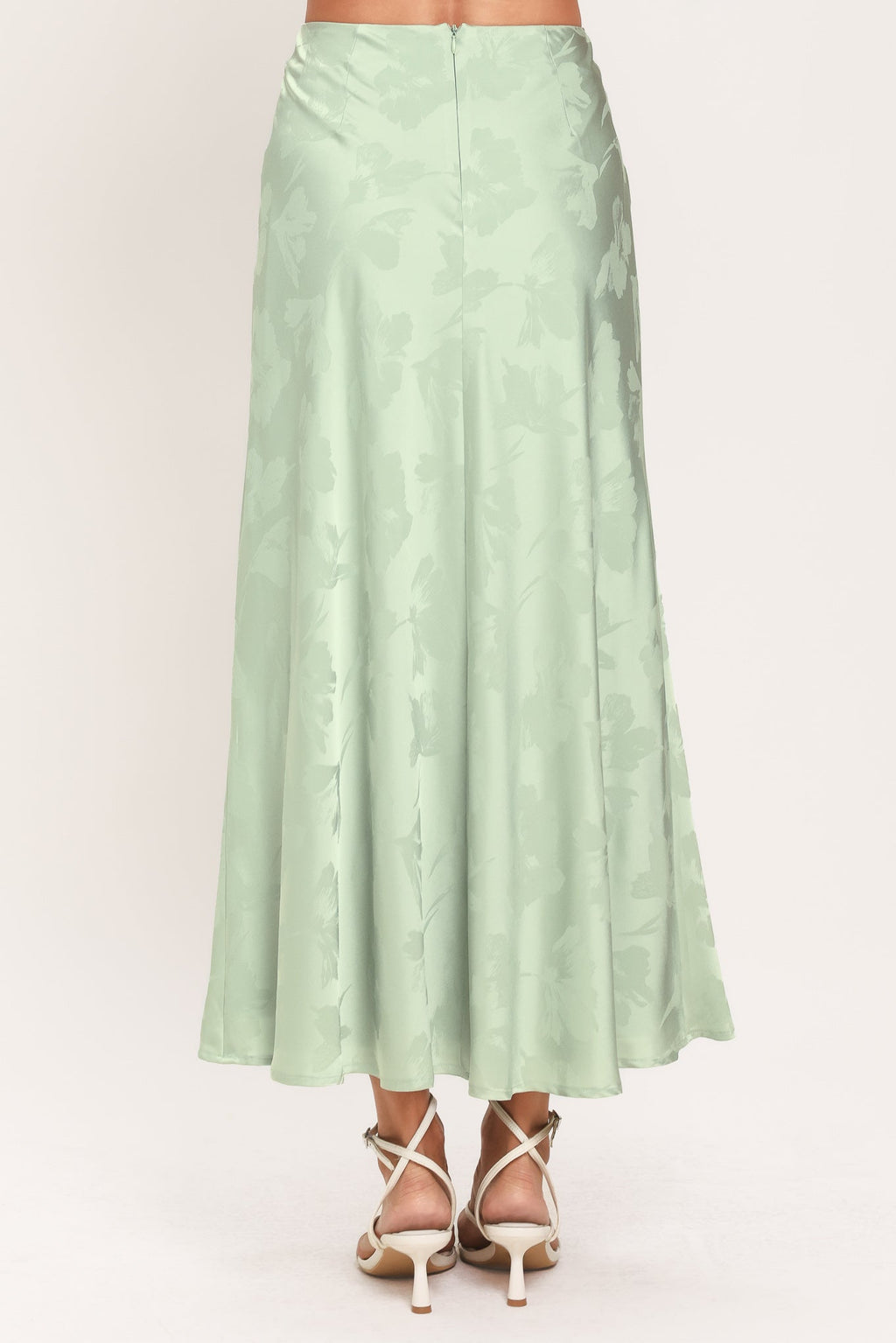Jacquard satin high-waisted midi skirt - view 10