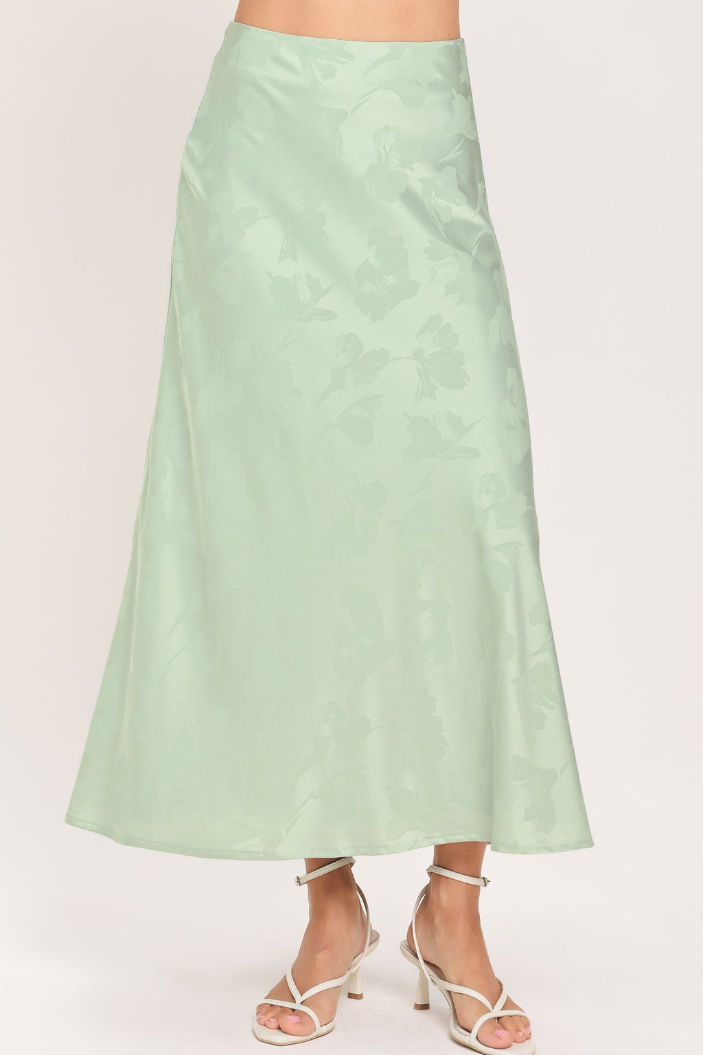 Jacquard satin high-waisted midi skirt - view 7