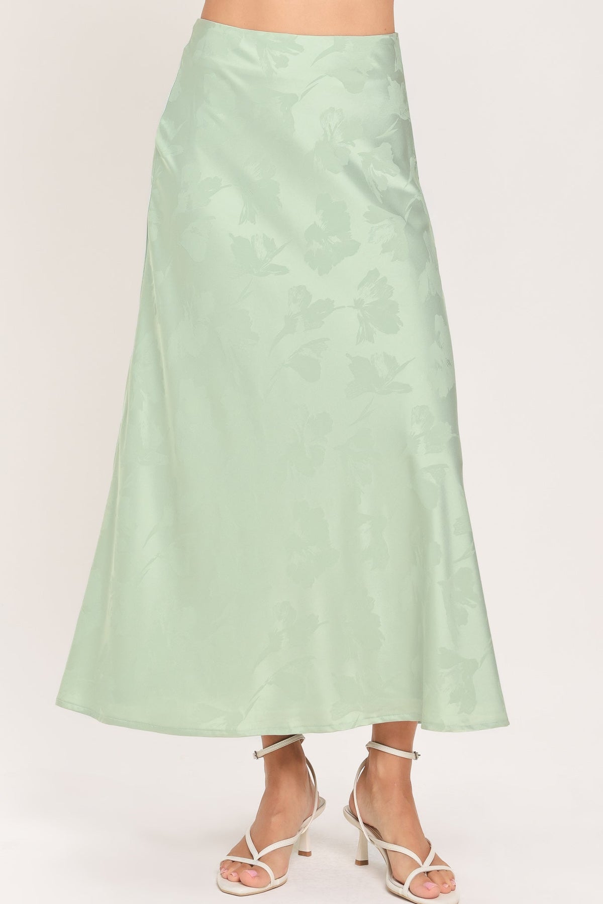 Jacquard satin high-waisted midi skirt - view 7