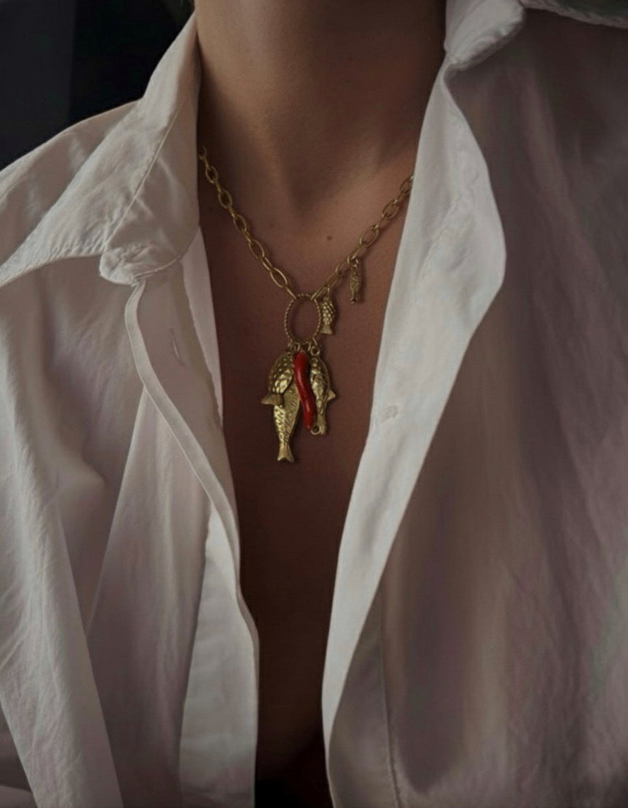 Calypso Necklace - layered with other necklaces
