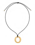 Sunline Necklace in Gold - leather rope with gold medallion pendant
