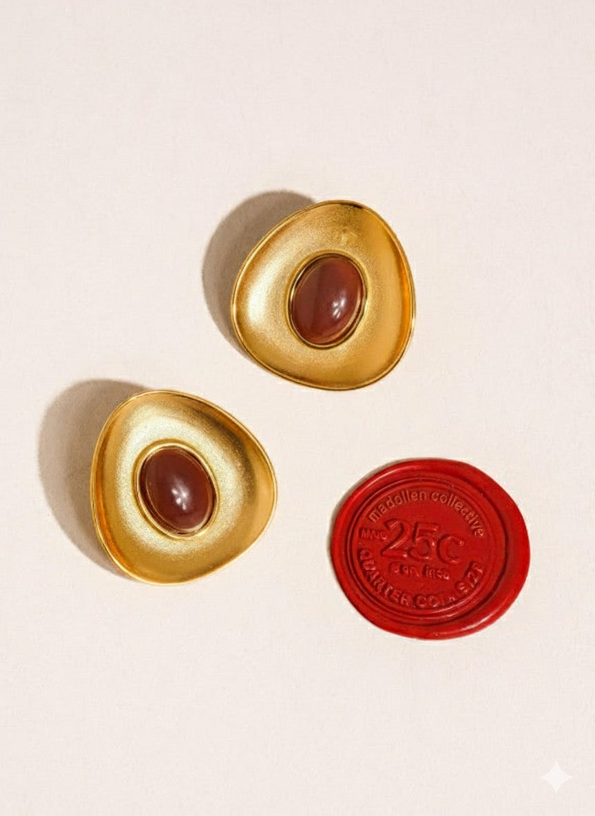 Molten Stud Earrings - close up of molten organic shape