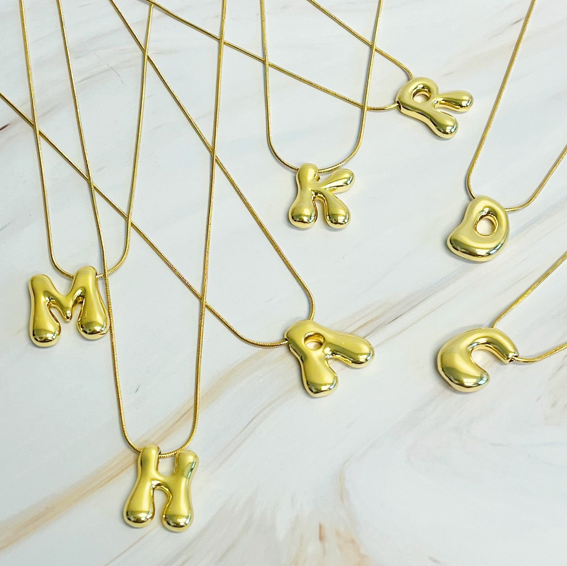 Balloon Letter Initial Necklace in Silver