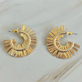 Sunburst Beauty Hoop Earrings - flat lay view Gold and Silver
