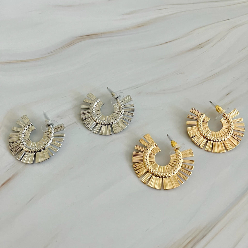 Sunburst Beauty Hoop Earrings - styled on model