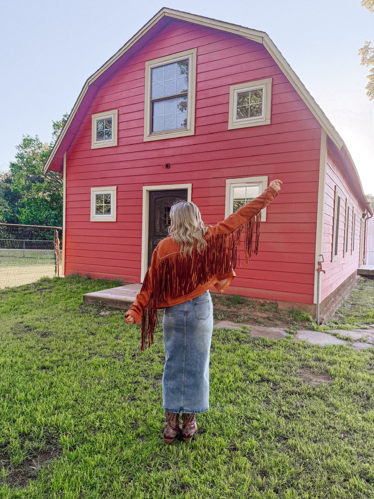 Suede studded fringe jacket