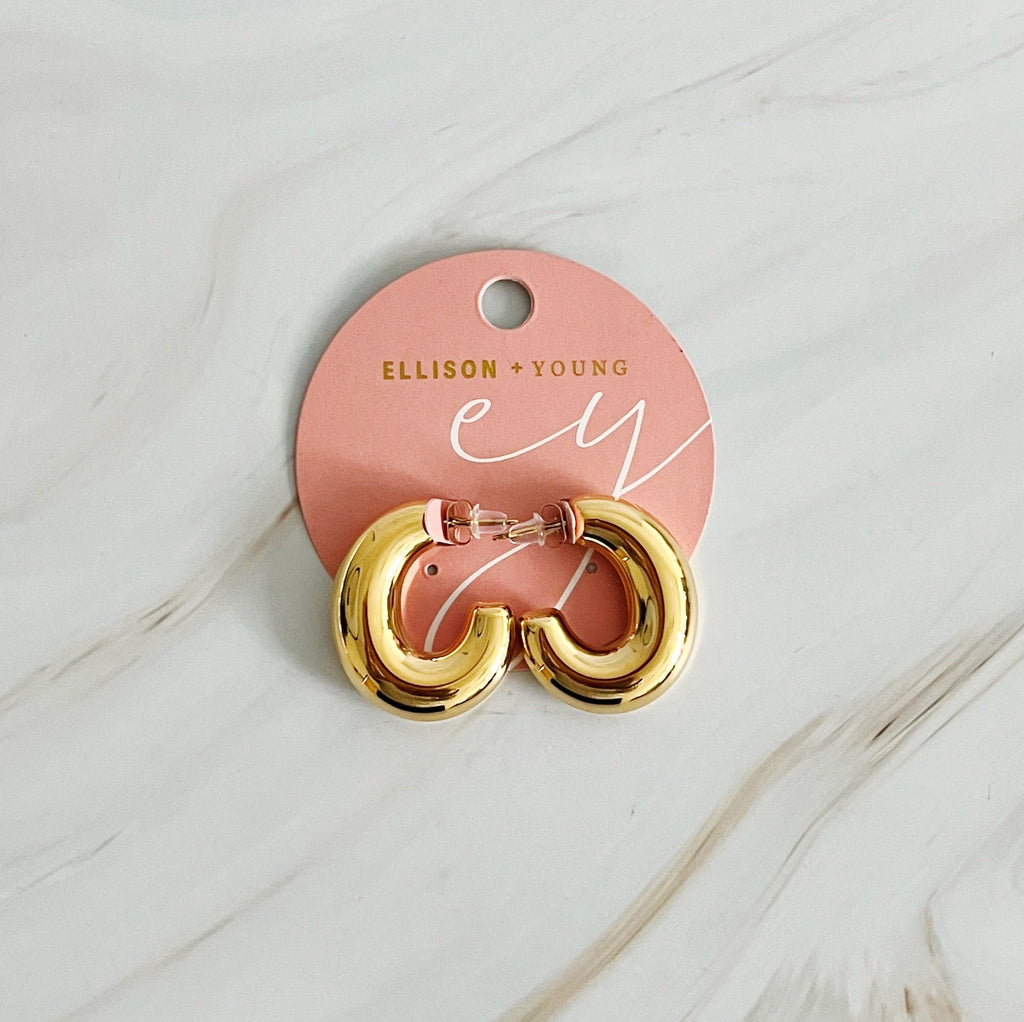Golden Object Oval Hoop Earrings - close up of oval hoop detail