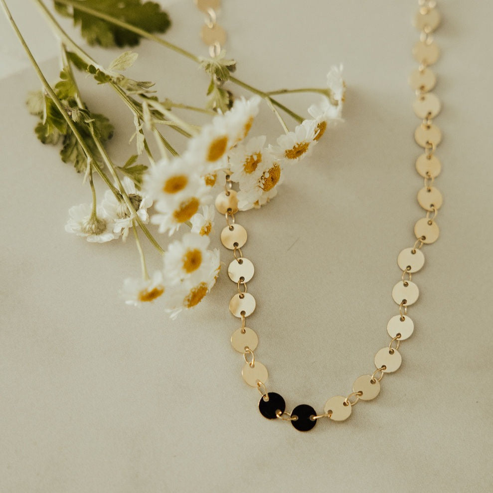 Chloe Gold Filled Coin Necklace - dainty layering coin necklace, view 1
