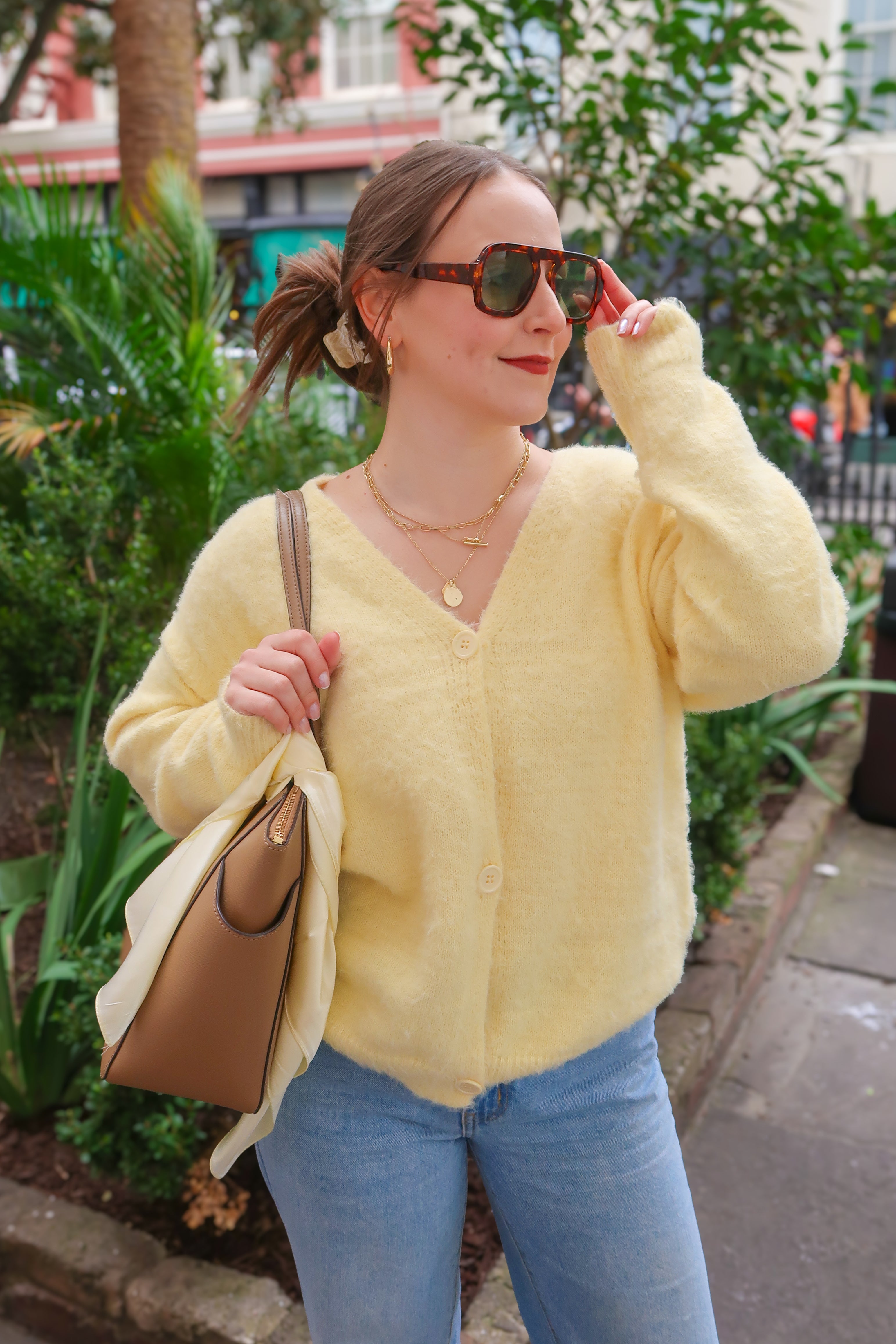 V-Neck Button-Down Cardigan