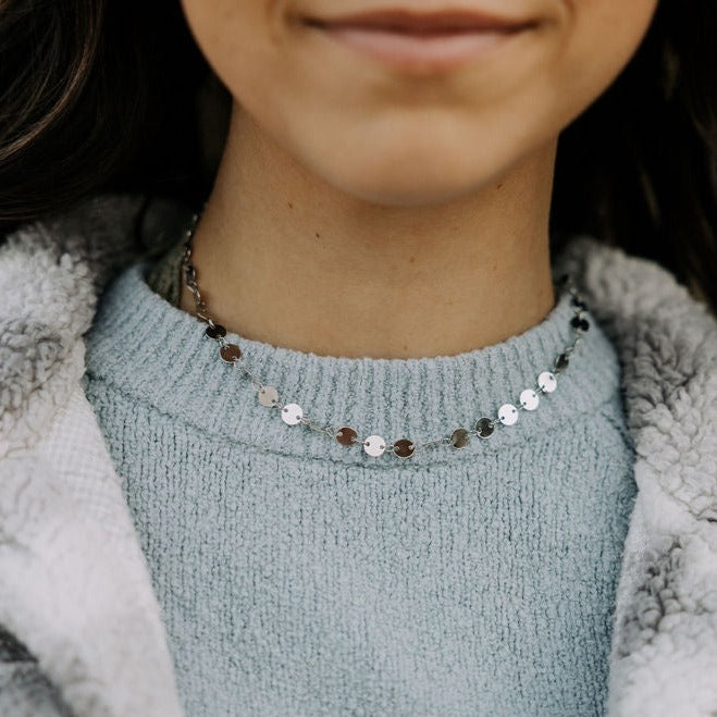 Chloe Gold Filled Coin Necklace - dainty layering coin necklace, view 5
