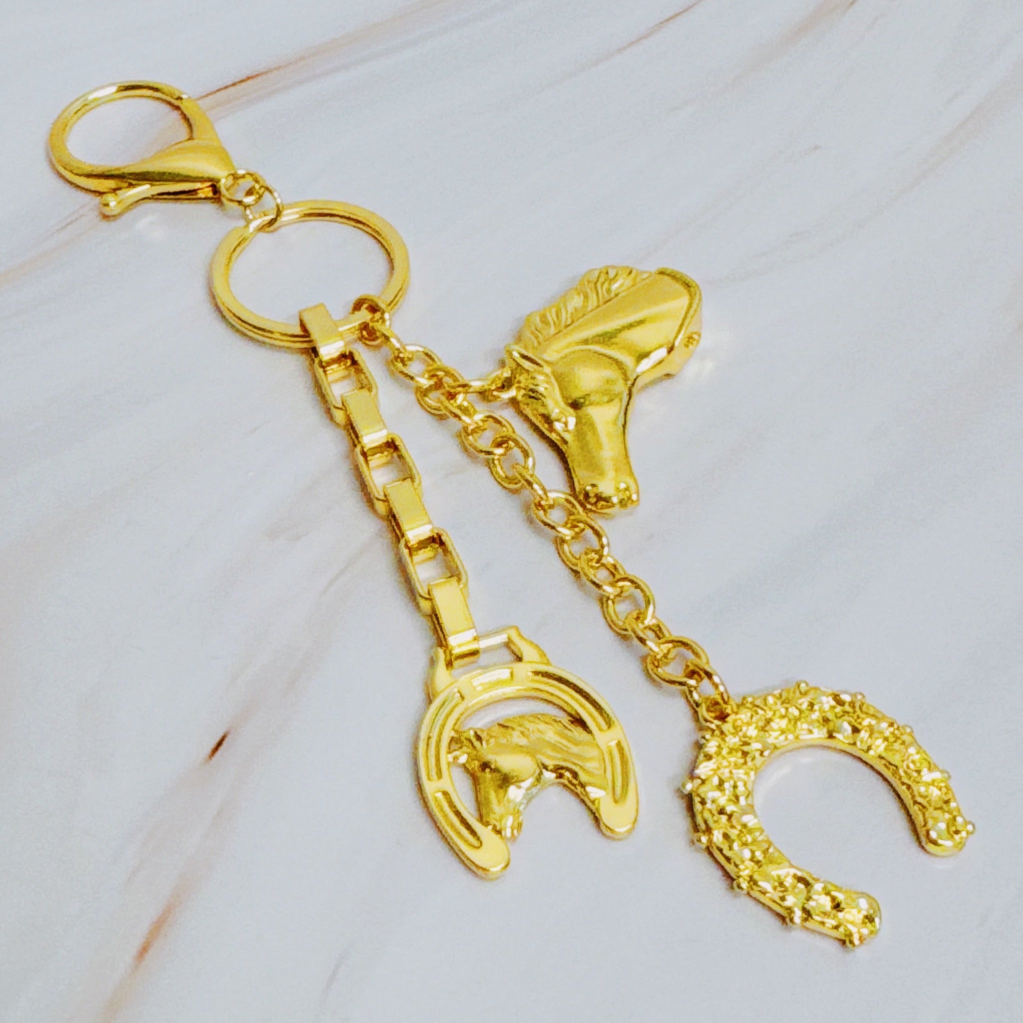 Equestrian Symbols Bag Charm - equestrian motif charms in gold tone