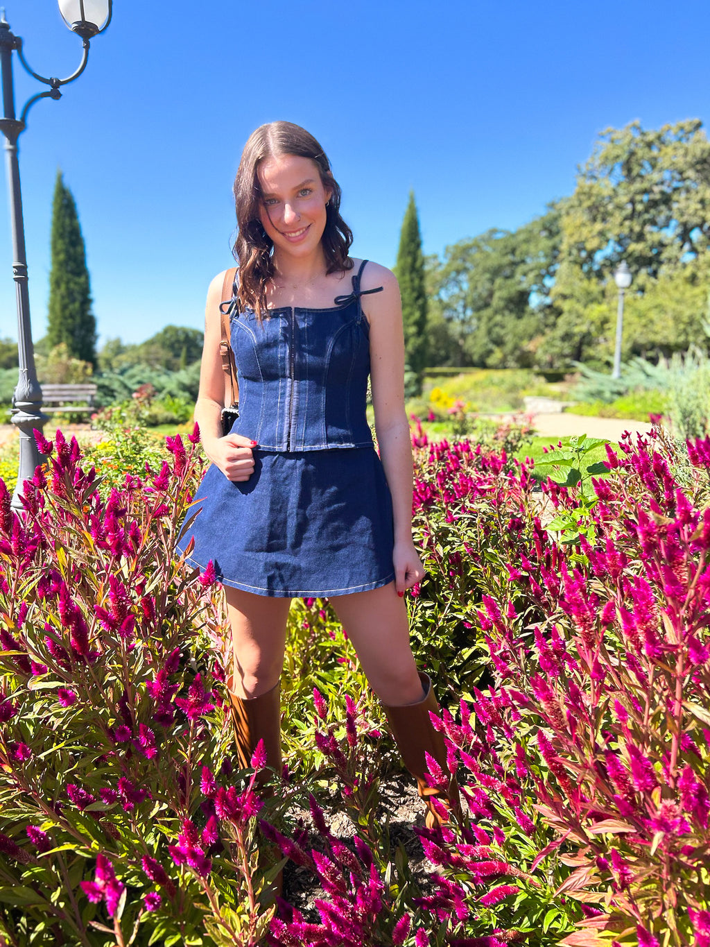 DENIM SKORT WITH ELASTIC WAISTBAND