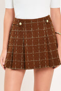 Autumn Plaid Muse Woven Tweed Skort - front view