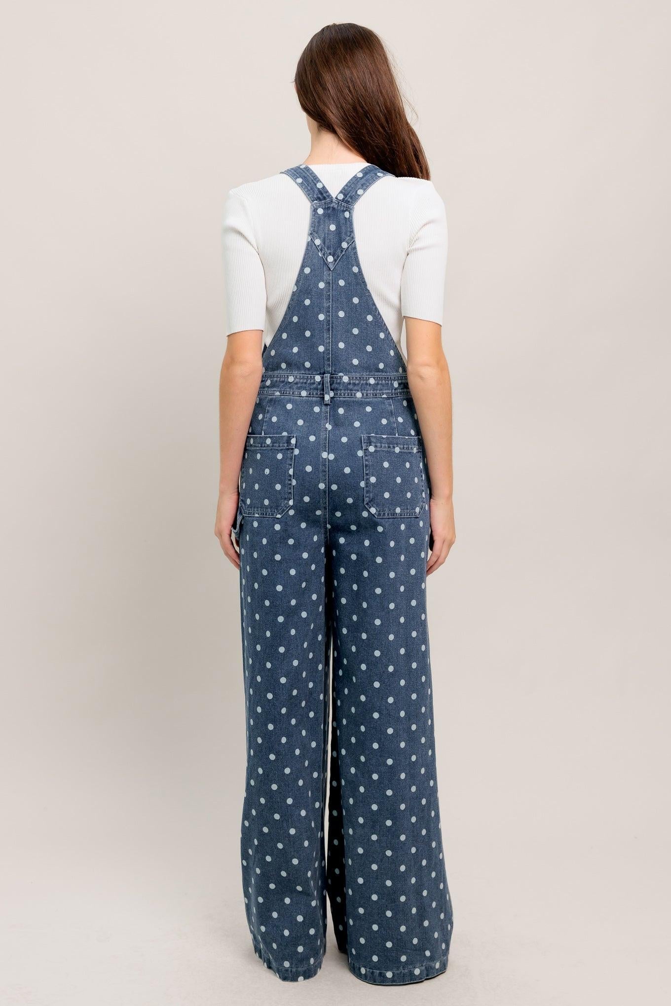 EVERYDAY POLKA OVERALL DENIM JUMPSUIT