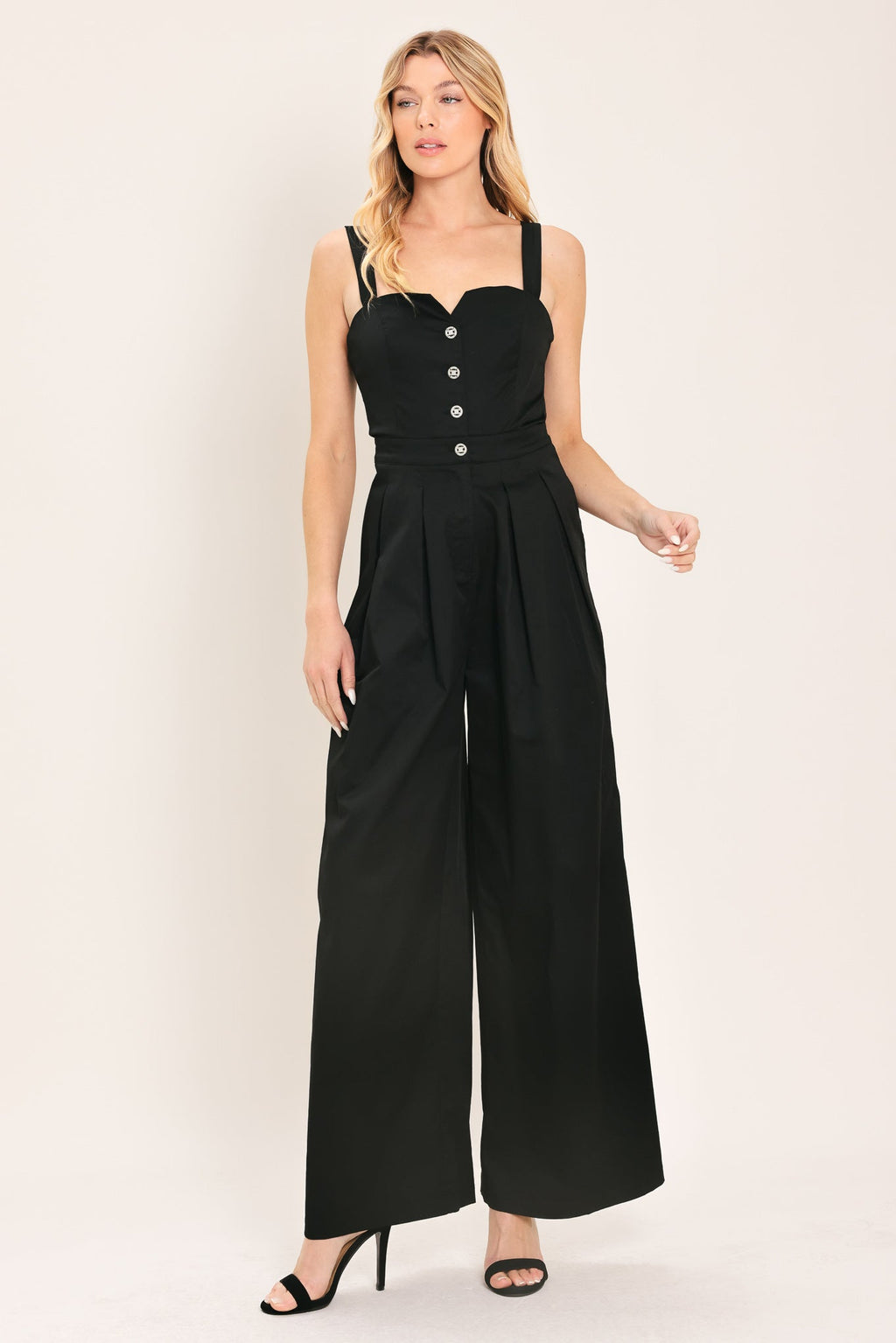 Black Tie Romance Woven Jumpsuit in Black