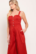 Black Tie Romance Woven Jumpsuit in Red
