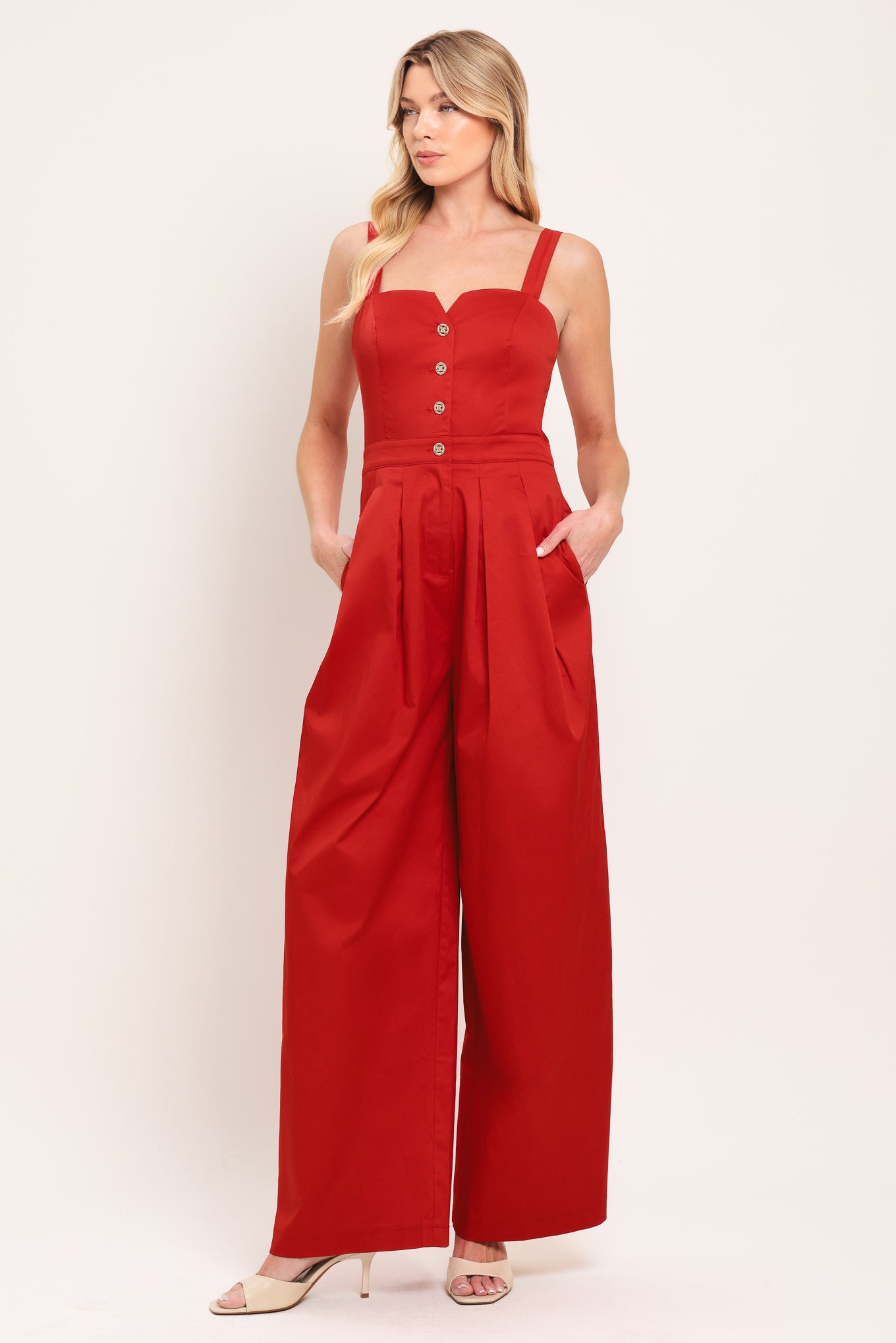 Black Tie Romance Woven Jumpsuit, 92% polyester 8% spandex