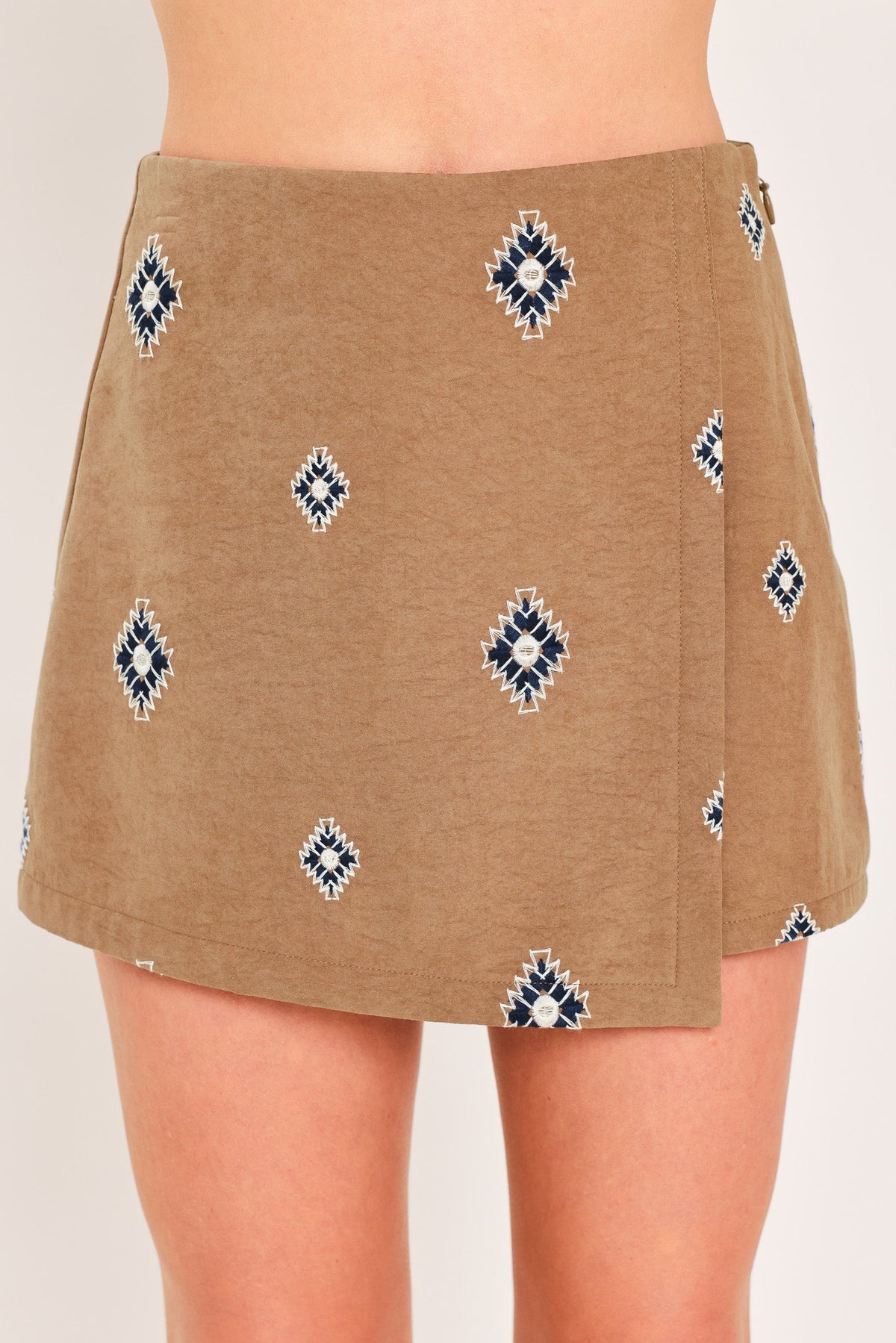 Canyon Motif Flirt Faux Suede Skort - front view