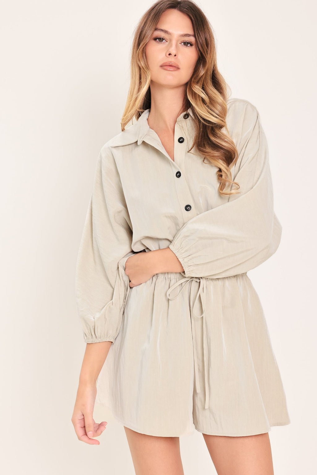 Resort Ready Woven Romper - side view showing romper silhouette