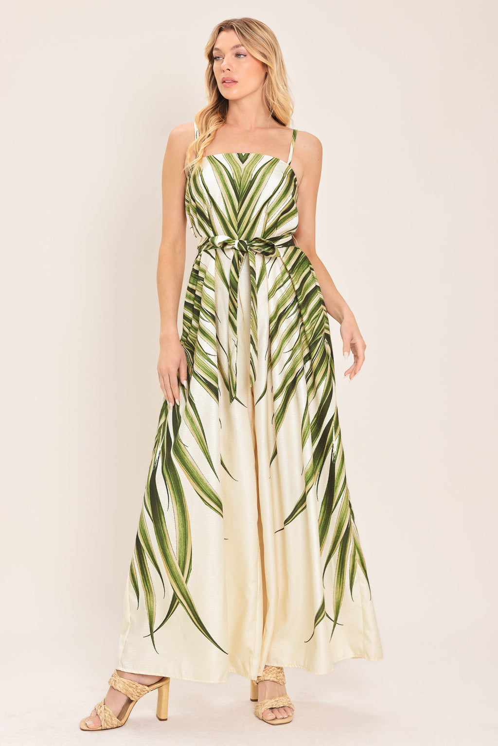 Resort Canvas Woven Jumpsuit in Ivory print