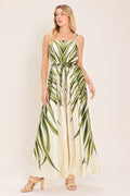 Resort Canvas Woven Jumpsuit in Ivory print
