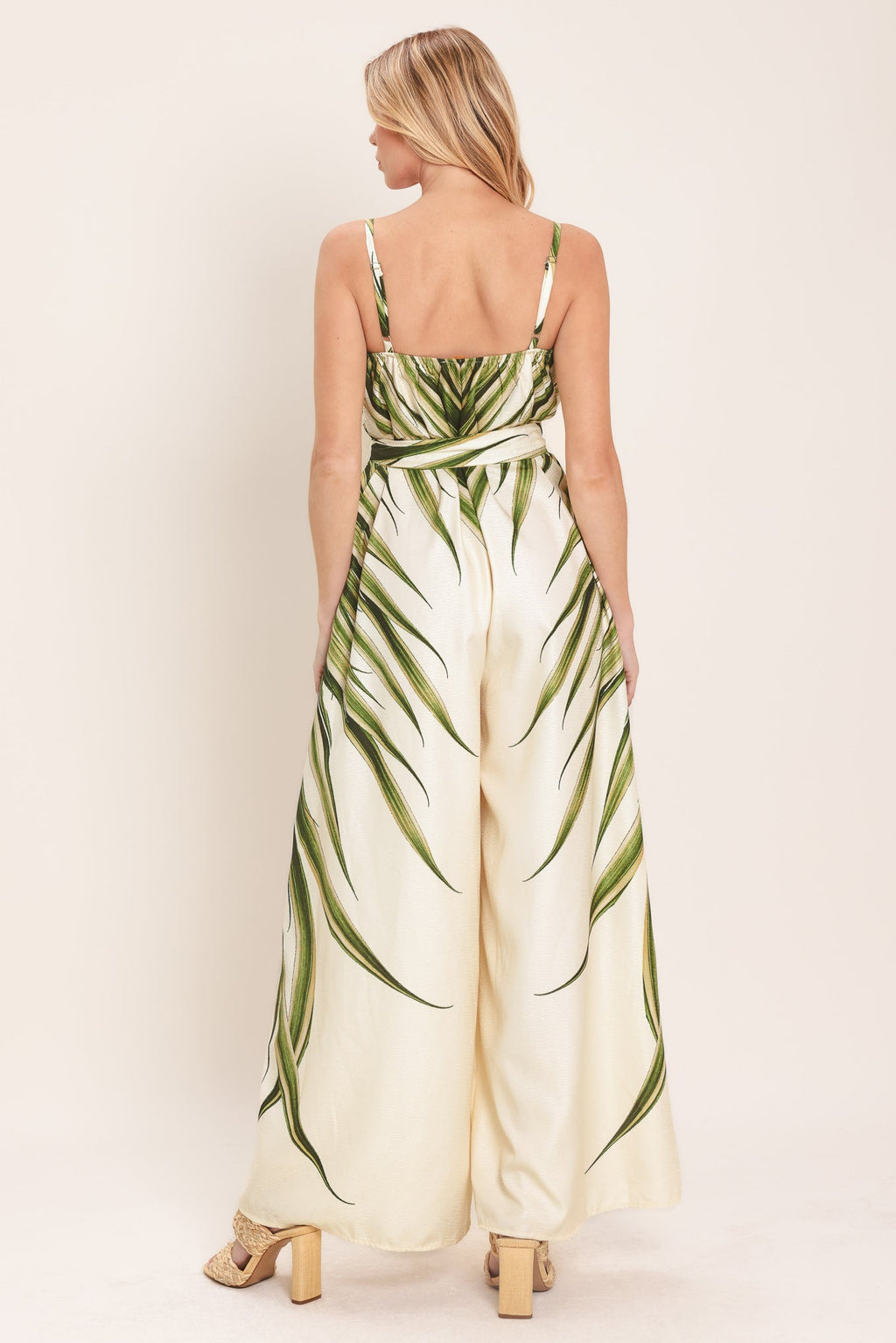 Resort Canvas Woven Jumpsuit, 100% polyester wide-leg silhouette