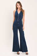 Westbound Blue Soul Denim Jumpsuit - front view
