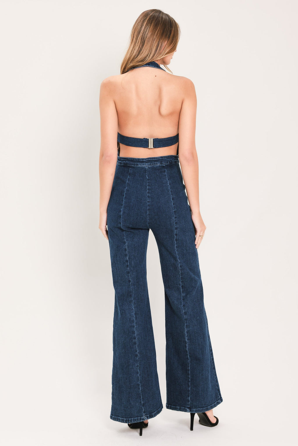Westbound Blue Soul Denim Jumpsuit - back view