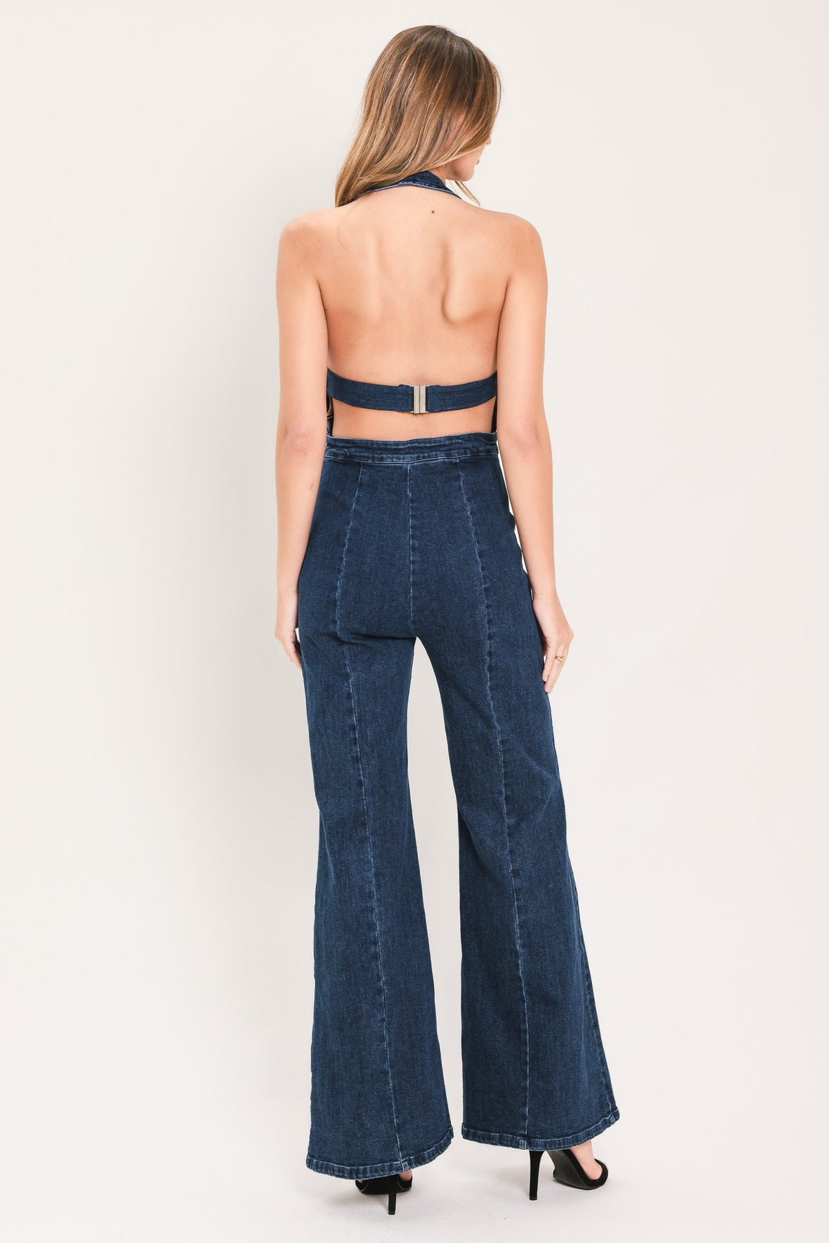 Westbound Blue Soul Denim Jumpsuit - back view