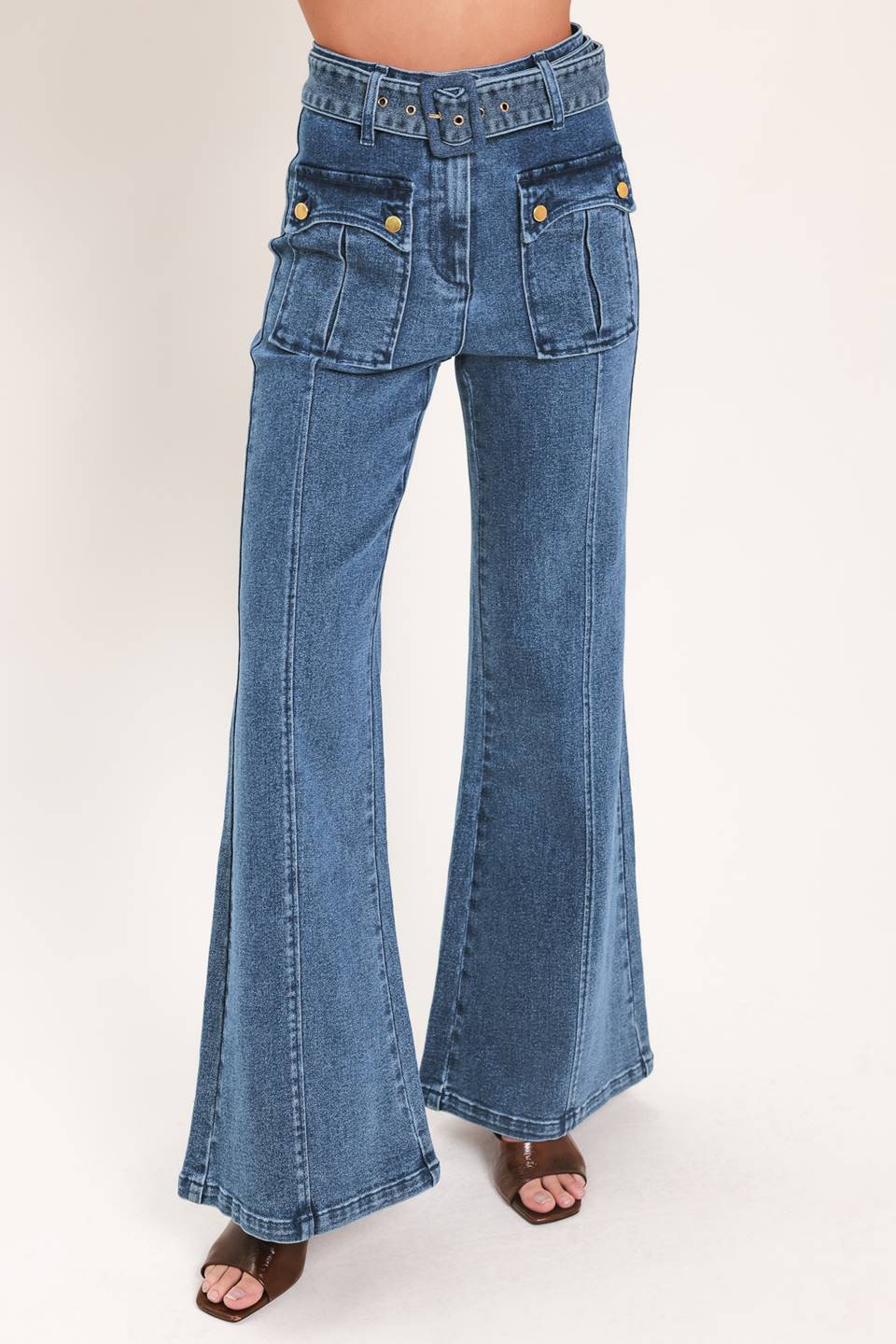 Blue Horizon Denim Pants in medium indigo, front view