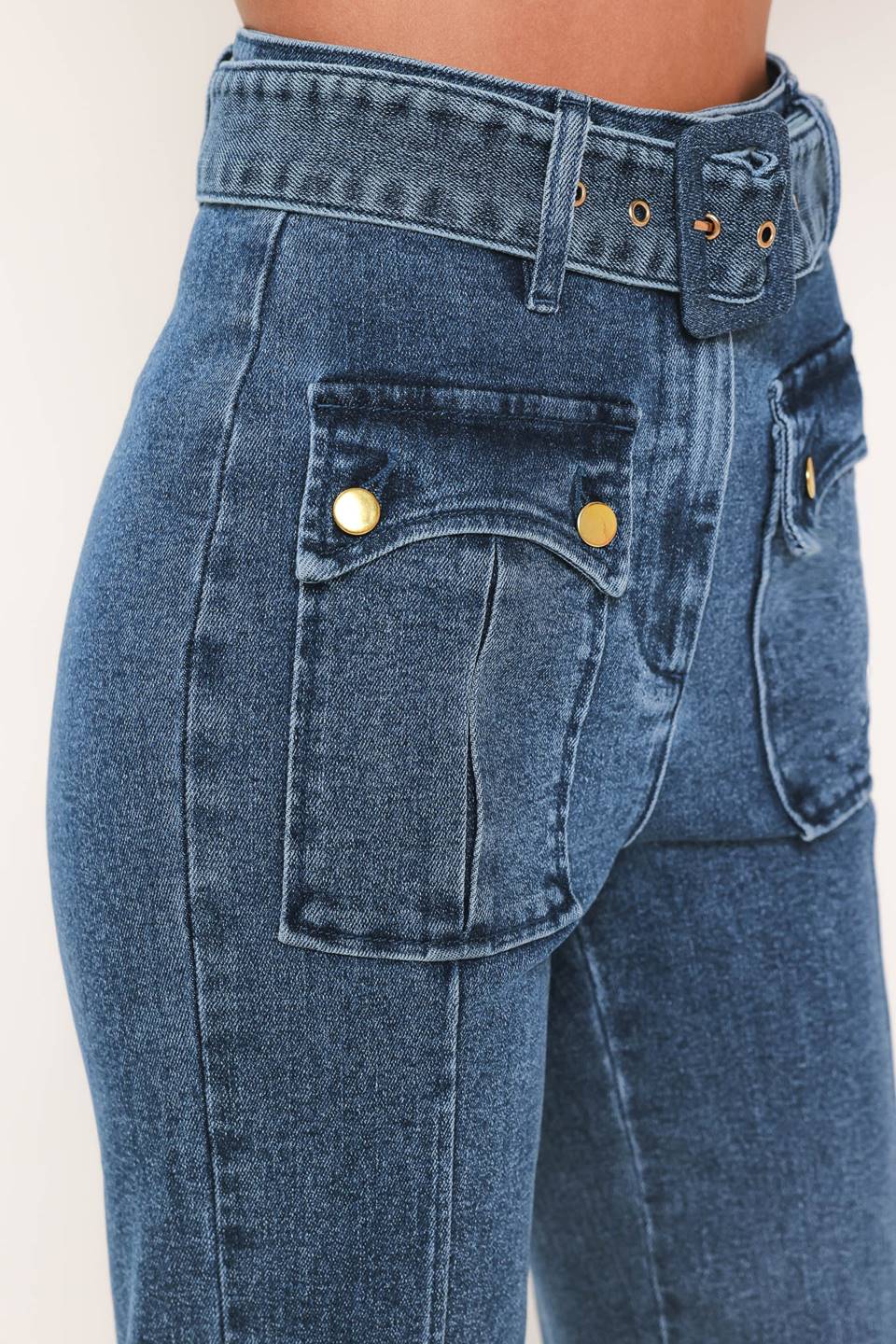 Blue Horizon Denim Pants in medium indigo, detail