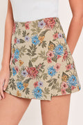Wildflower Morning Note Woven Jacquard Skort - floral jacquard skort, view 1