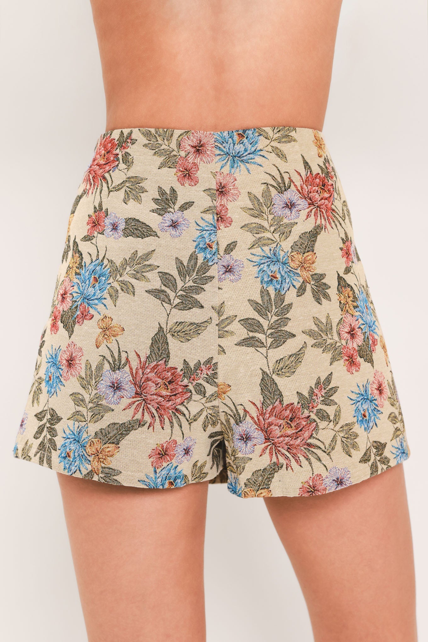 Wildflower Morning Note Woven Jacquard Skort - floral jacquard skort, view 2