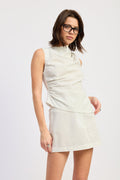 Olivia Top in Off White Black Stripe - styled outfit full length view