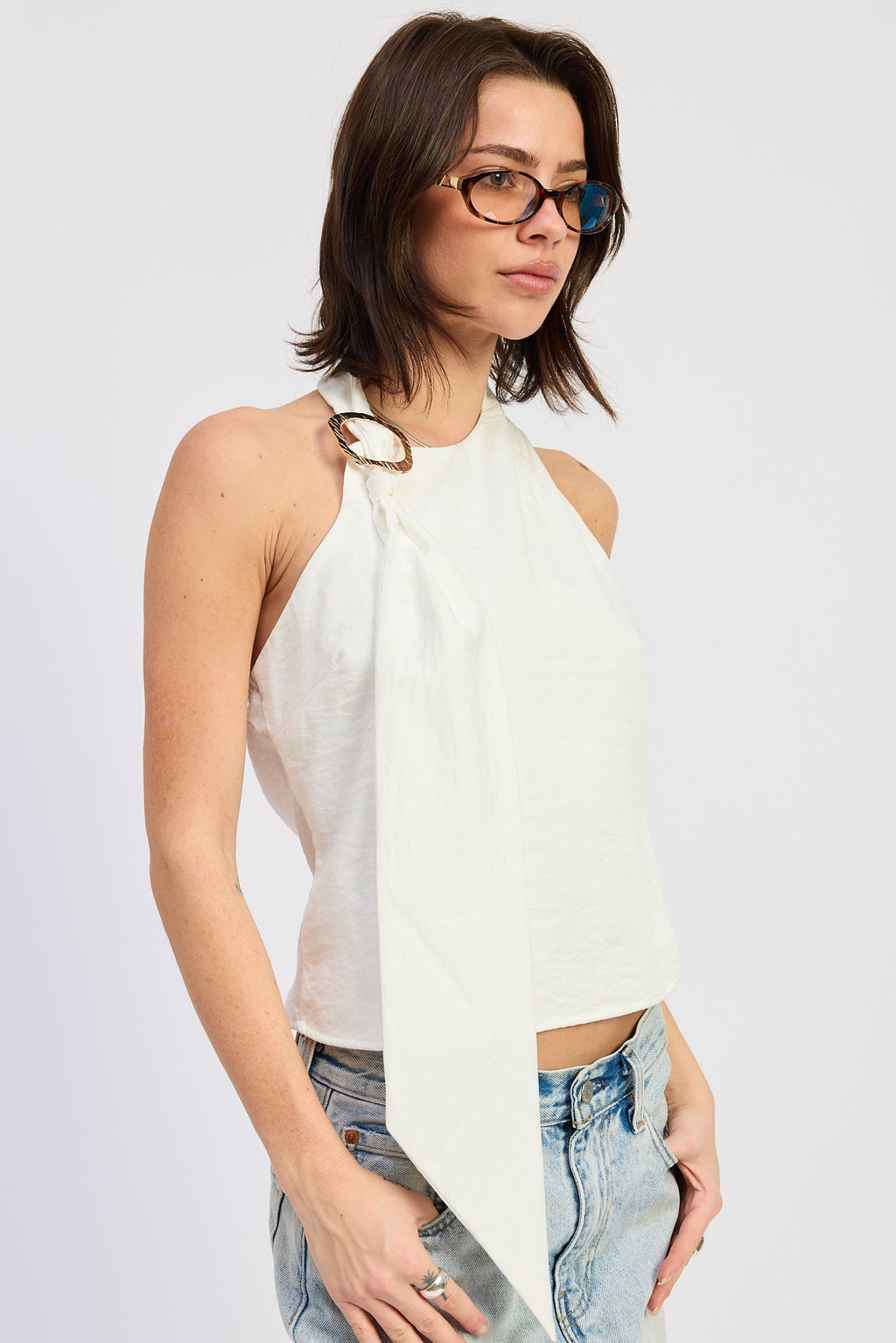 Roselle Top in White - back view
