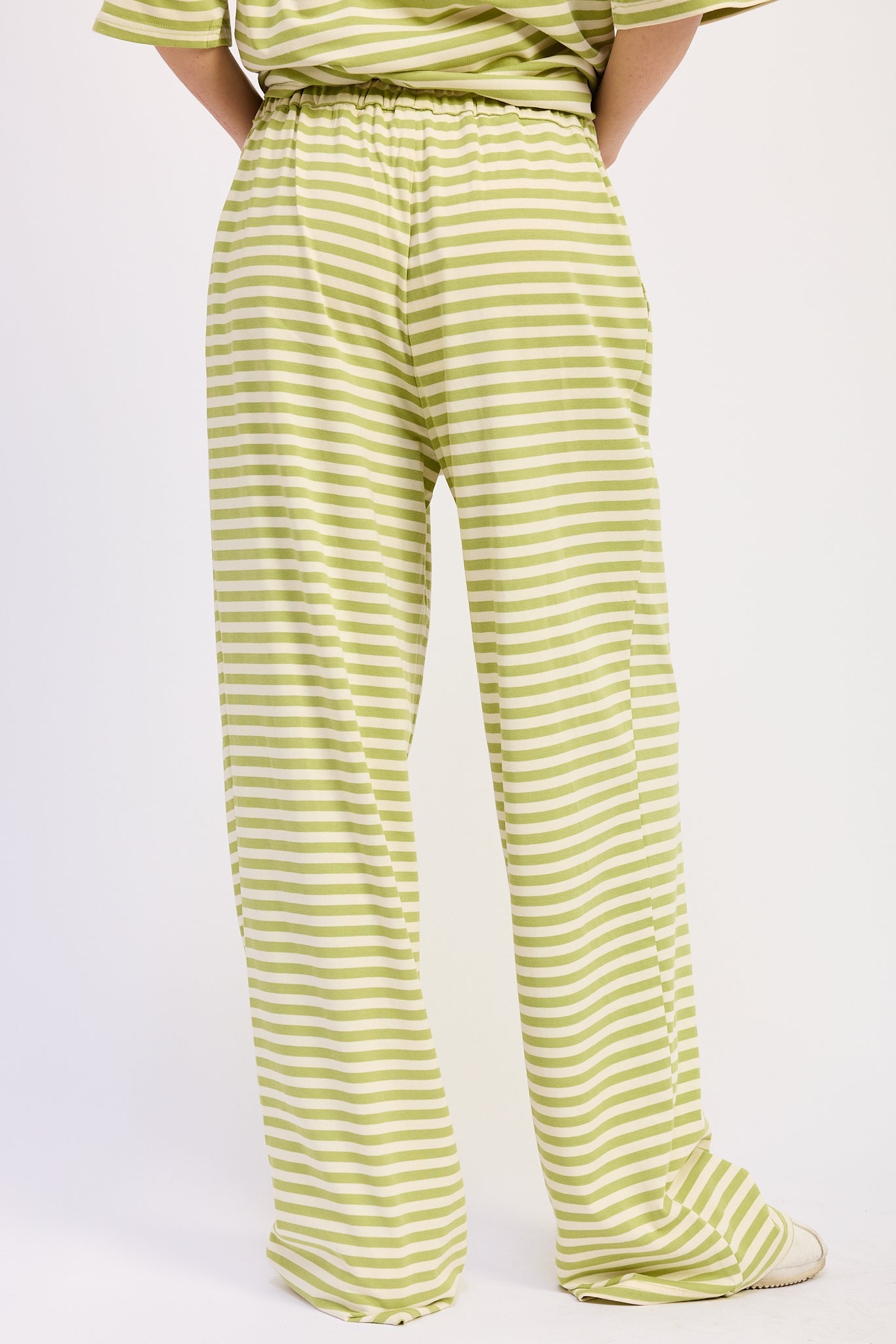 Nerina Striped Pants - close up of waistband and stripe detail