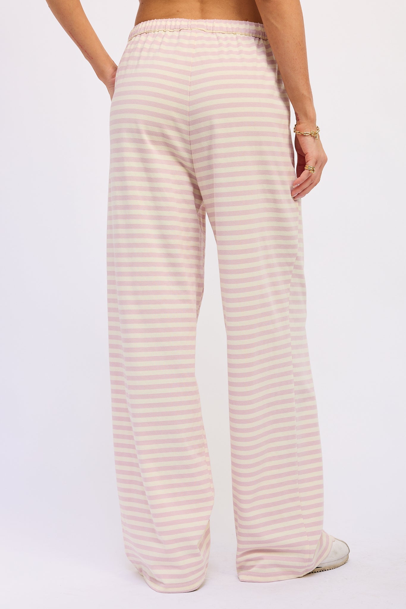 Nerina Striped Pants in Pink Ivory Stripe - styled as matching set