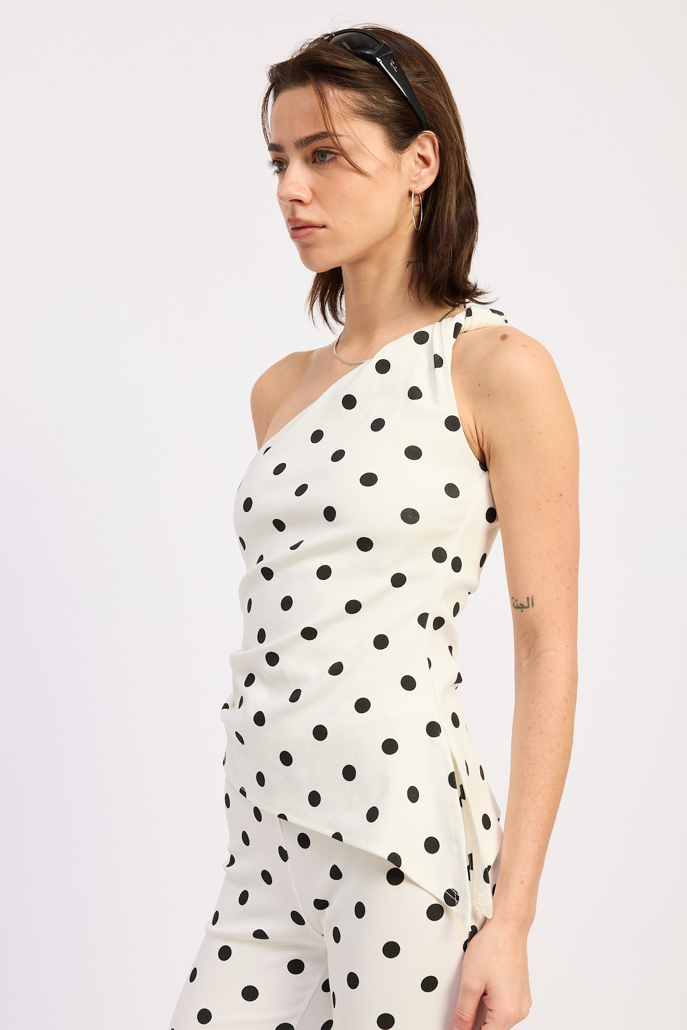 Pamela Top in Ivory Black Polka Dot - back view
