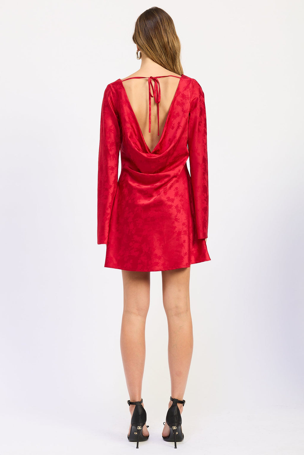 Faelina long sleeve gingham mini dress in red and brown - view 2