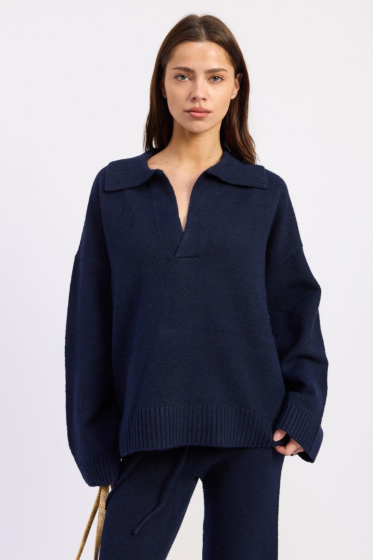Aramelle navy oversized collared sweater - view 1