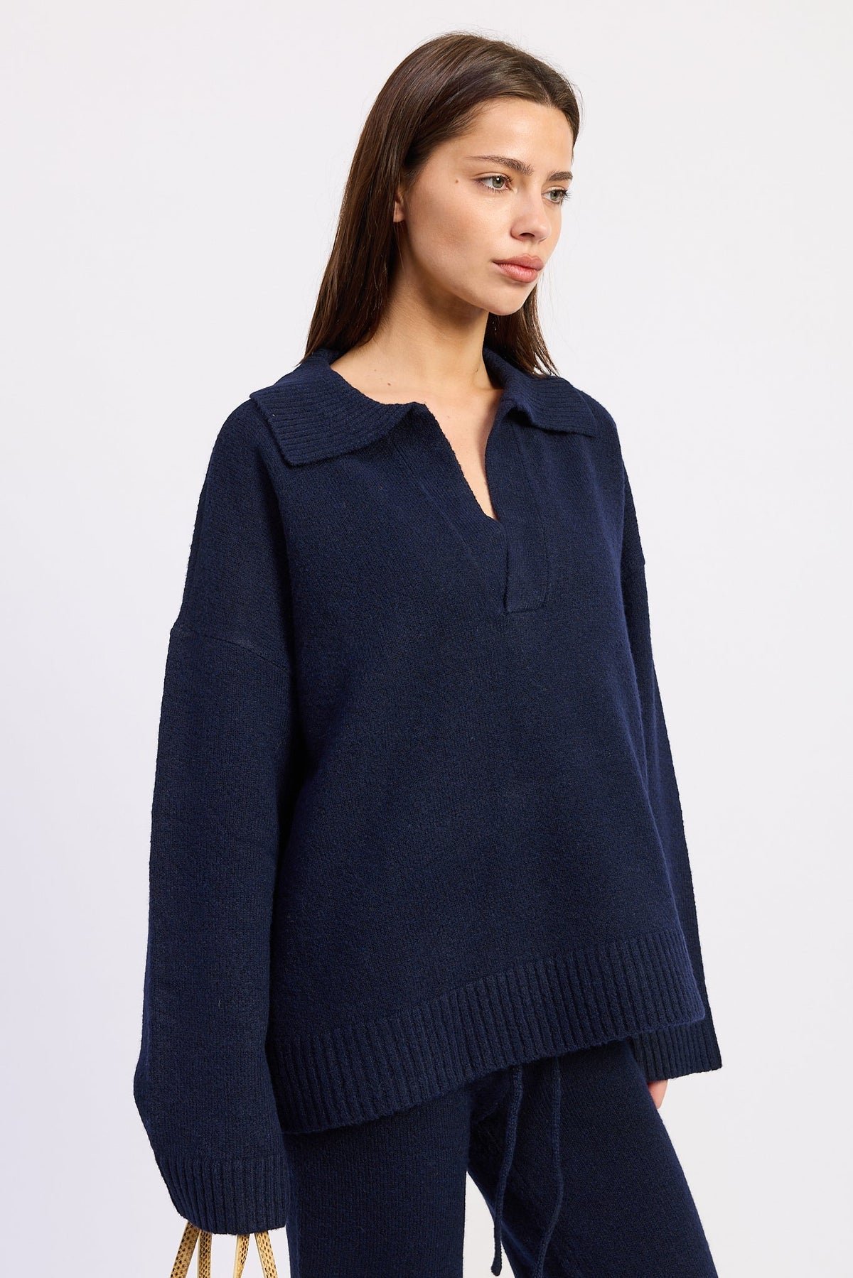 Aramelle navy oversized collared sweater - view 2