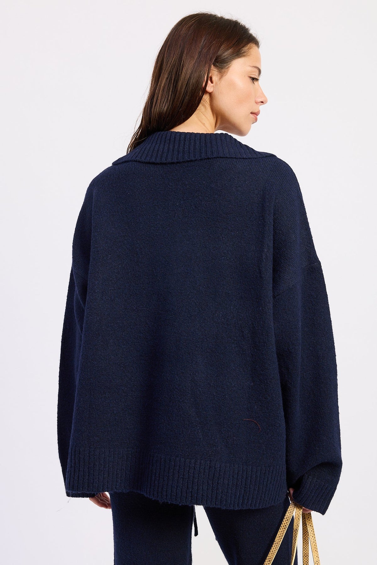 Aramelle navy oversized collared sweater - view 3